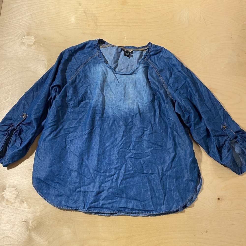 Ashley Stewart Indigo Denim Blouse 18 (PF)